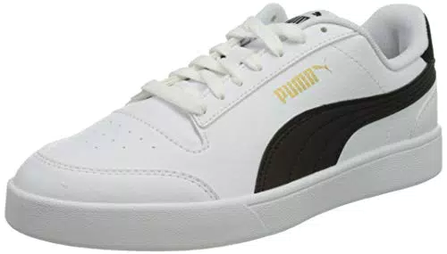PUMA Unisex Shuffle Sneaker, White Black Team Gold