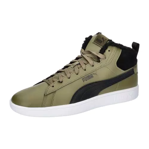 PUMA Unisex Smash 3.0 Mid WTR Sneaker, Olive Drab Black White