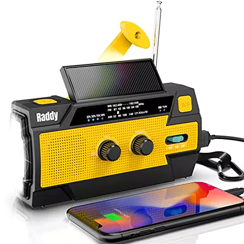 Raddy SW3 Kurbelradio 5000mAh Solar Radio Notfallradio AM FM Dynoma Radio mit USB Handyladefunktion