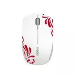 Rapoo 3300P Plus kabellose Maus wireless Mouse 2.4 GHz Computermaus 1000 DPI Sensor 9 Monate Batterielaufzeit kompakt ergonomisch für PC & Mac - weiß/rot