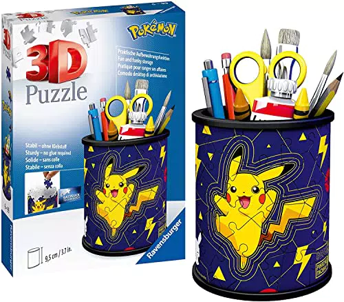 Ravensburger 3D Puzzle 11257 - Utensilo Pokémon Pikachu - 54 Teile - Stiftehalter für Pokémon Fans ab 6 Jahren