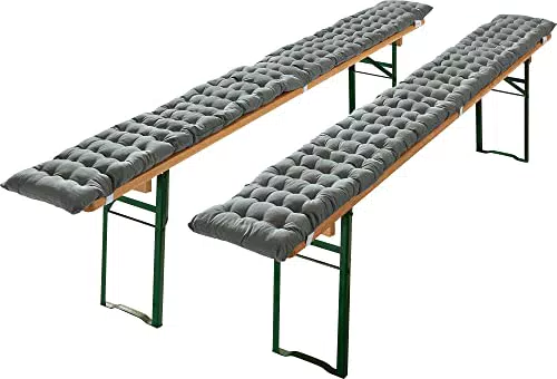 REDBEST Bierbank-Auflage, Sitzauflage Bierzeltgarnitur gepolstert 2er-Pack grau Größe 25x220 cm - strapazierstark und langlebig