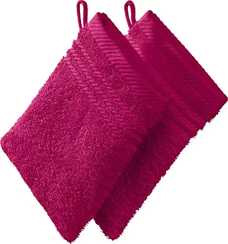 REDBEST Waschhandschuh, Waschlappen New York 2er- Pack Fuchsia Größe 15x21 cm - leichte