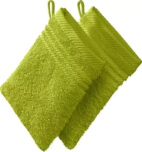 REDBEST Waschhandschuh, Waschlappen New York 2er- Pack hellgrün Größe 15x21 cm - leichte