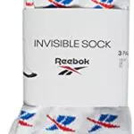 Reebok Unisex Socken Cl Fo Invisible Sock 3P, White/Vecblu/Vecred