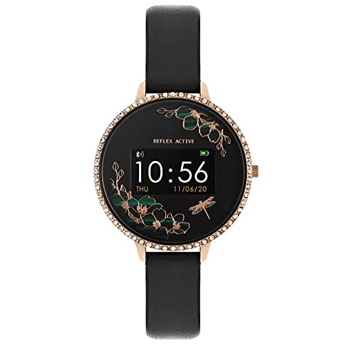 Reflex Active Serie 03 Damen Smartwatch in der Farbe schwarz mit Strasssteinen verziert