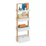 Relaxdays 10031461 Badregal, 4 Ablagen, Bambus & MDF
