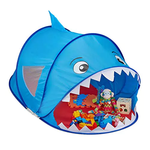 Relaxdays 10033025 Spielzelt Hai, Pop Up Zelt Kinder