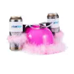 Relaxdays Bierhelm Pink, Helm mit Schlauch, für 2 Dosen Bier