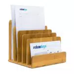 Relaxdays Dokumentenhalter Bambus, 5 Fächer, Prospekte
