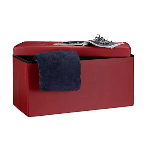 Relaxdays Faltbare Sitzbank 38 x 76 x 38 cm HxBxT, 2-Sitzer m. Stauraum