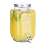 Relaxdays Getränkespender 8 l, Glas, Zapfhahn, Retro Saftspender Gastro