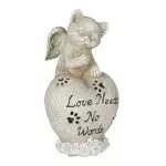 Relaxdays Grabschmuck für Katze, Andenken Tier, Grabstein Herz u. Katzenengel
