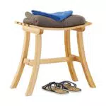 Relaxdays Hocker aus Bambus, elegant geschwungener Sitzhocker f. Garderobe