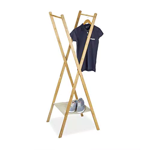 Relaxdays Kleiderständer aus Bambus HBT: 155, 5 x 50 x 57