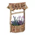 Relaxdays, natur Holzbrunnen Garten, dekorativer Zierbrunnen aus Holz