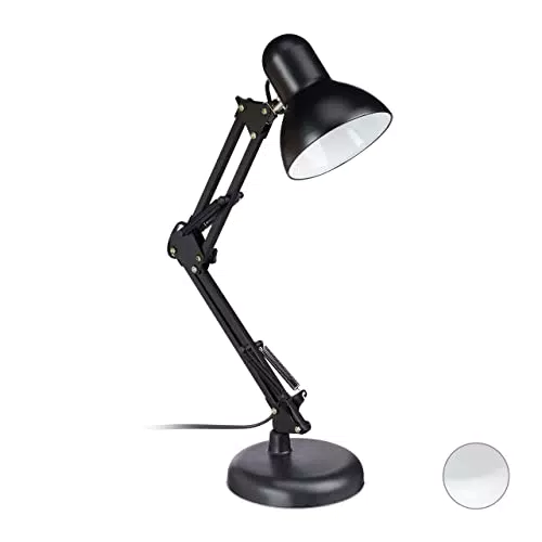 Relaxdays Retro Schreibtischlampe, Gelenk-Arm, schwenkbar