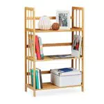 Relaxdays Standregal Bambus, Holz, 3 Ablagen, HxBxT: 88 x 55 x 26 cm