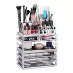 Relaxdays, transparent Kosmetikorganizer mit 6 Schubladen