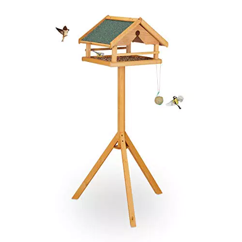 Relaxdays Vogelfutterhaus mit Ständer, groß, wetterfestes Dach