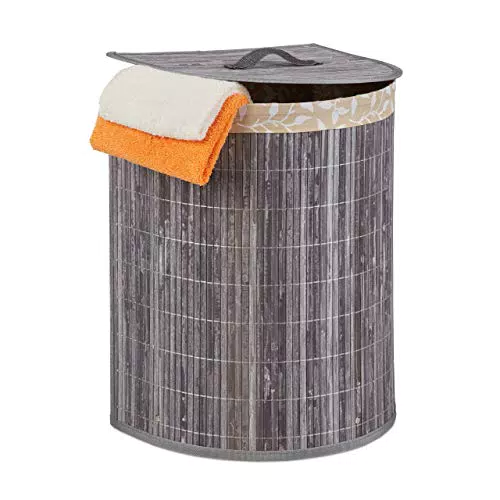 Relaxdays Wäschekorb Bambus, 30 l, Bad & Schlafzimmer