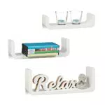 Relaxdays Wandregal 3er Set, dekorative U-form Wandboards