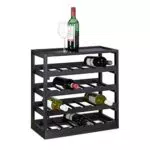 Relaxdays Weinregal aus Holz H x B x T: ca. 52 x 52 x 25 cm robustes Flaschenregal für Wein Weinflaschenregal in edlem schwarz Weinflaschenhalter mit 4 Ebenen für 20 Flaschen Flaschenhalter