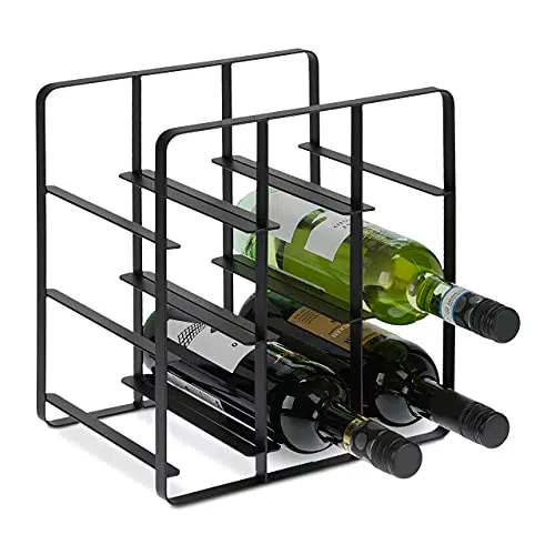 Relaxdays Weinregal Metall, 9 Flaschen, Weinhalter, HBT 30
