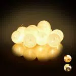 Relaxdays, weiß LED Lichterkette mit 10 Baumwollkugeln