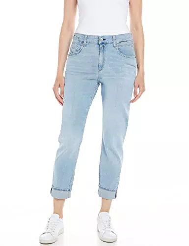 Replay Damen Jeans Marty Boyfit mit Stretch, Blau, W27 x L30