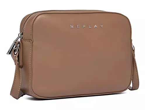 Replay Damen Shopper Tasche aus Kunstleder, Beige, Onesize