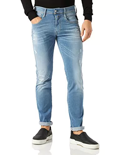 Replay Herren Anbass Hyperflex Re-Used Xlite Jeans, 010 Light Blue