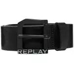 Replay Herren Gürtel aus Leder, Schwarz, 95 cm