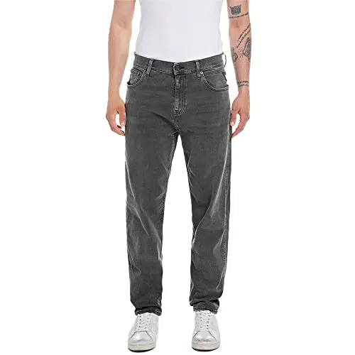 Replay Herren Jeans Sandot Tapered-Fit mit Stretch, Grau