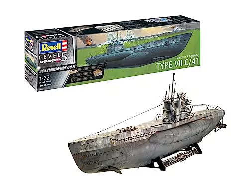 Revell GmbH 05163 5163 1:72 German U-Boot Typ VII C/41 Platinum Plastikmodellbausatz