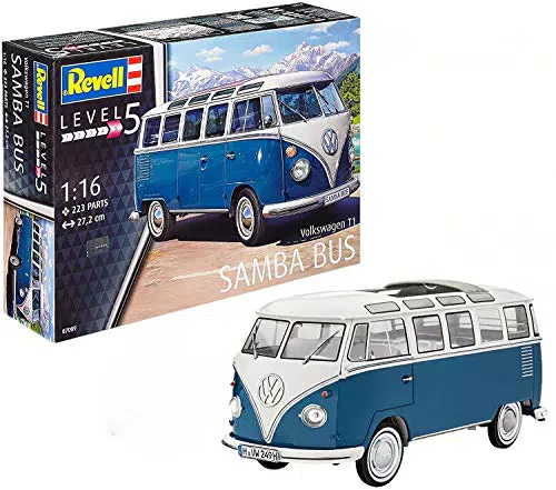 Revell Revell_07009 Modellbausatz Auto 1:16 - Volkswagen VW T1 Bulli Samba Bus im Maßstab 1:16