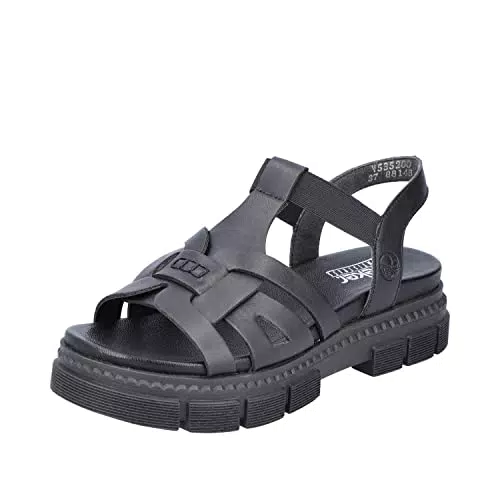 Rieker Damen V5352 Sandale, schwarz