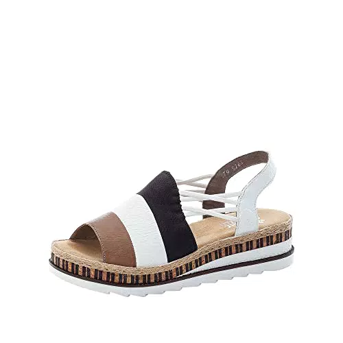 Rieker Damen V79S1 Sandale, Beige Kombi
