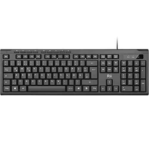 Rii Tastatur Kabelgebunden, PC Tastatur USB, Business Slim Tastatur mit Kabel für Computer