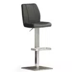Robas Lund Barhocker Schwarz Leder mit Lehne Barstuhl drehbar 180 Grad
