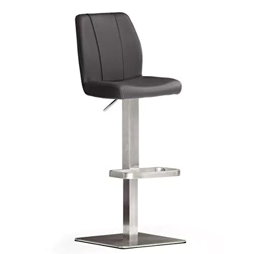 Robas Lund Barhocker Schwarz Leder mit Lehne Barstuhl drehbar 180 Grad