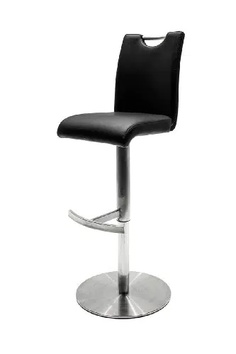 Robas Lund Barstuhl Schwarz 360°drehbar mit Kunstlederbezug
