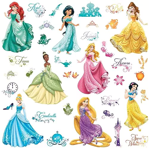 Roommates 21990 - Disney Prinzessinnen Wandtattoos/Sticker mit Glitzer