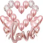 Rosegold Love Luftballons, XXL Love Folienballon Rose Gold Herz Helium Folienballons Konfetti Ballon