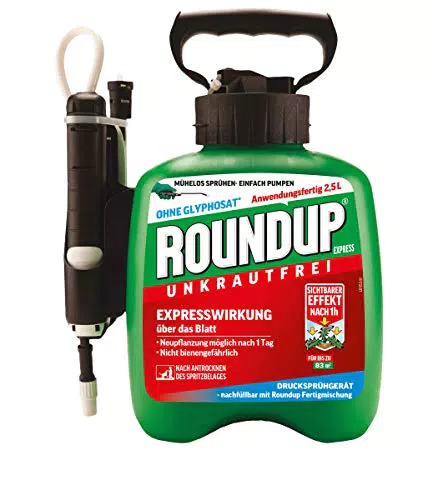 Roundup Express Fertigmischung im Drucksprüher zur Bekämpfung von Unkräutern und Gräsern im Garten