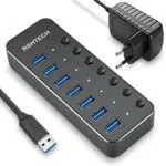 RSHTECH USB Hub Aktiv 3.0 mit Netzteil, Aluminium USB 3.0 mit B 3.0 Ports