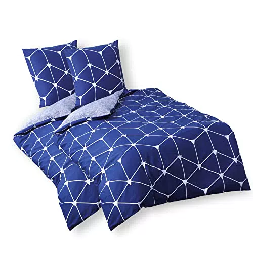 RUIKASI Bettwäsche 135x200 Polyester Baumwolle 4teilig Set - Bettbezug 135 x 200 Polycotton Set 4 teilig