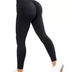 RXRXCOCO High Waist Sport Leggings Damen Lang Blickdicht Push Up Sporthose Scrunch Booty Gym Laufhose Schwarz（M）