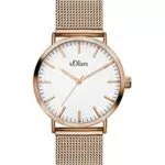 s.Oliver Damen Analog Quarz Armbanduhr mit Edelstahlarmband SO-3272-MQ