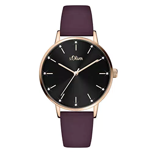 s.Oliver Damen Analog Quarz Armbanduhr mit Kunstleder SO-4161-LQ